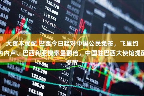 大资本优配 巴西今日起对中国公民免签，飞里约热内卢、巴西利亚搜索量翻倍，中国驻巴西大使馆提醒