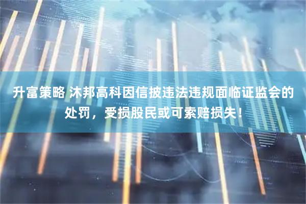 升富策略 沐邦高科因信披违法违规面临证监会的处罚，受损股民或可索赔损失！