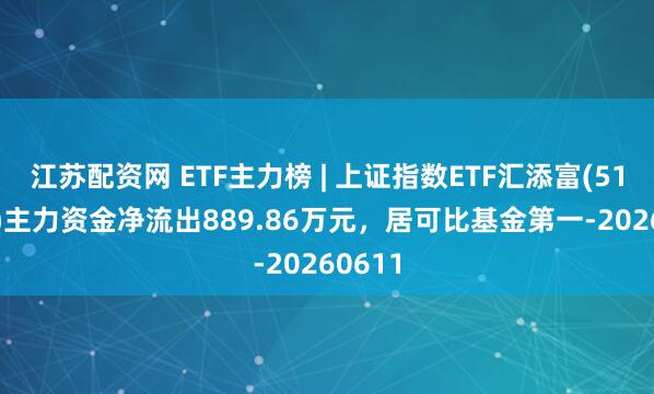 江苏配资网 ETF主力榜 | 上证指数ETF汇添富(510980)主力资金净流出889.86万元，居可比基金第一-20260611